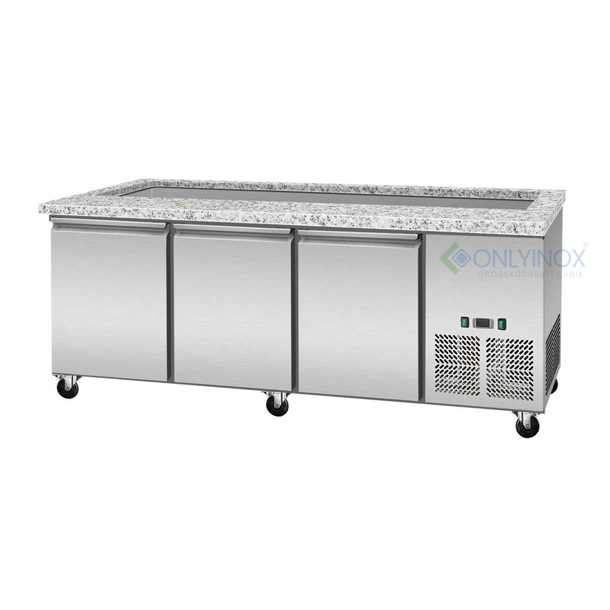 Salatvitrine / Salattheke rosa-grauer Granit, mit Verkleidung, LED-Beleuchtung 1880x820x850 mm