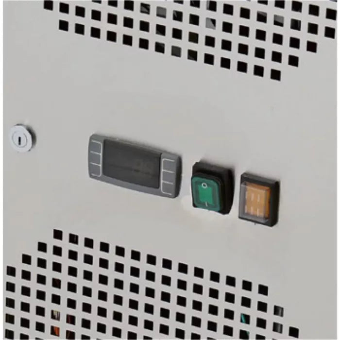 Pizzakühltisch 2-türig, rosa-graue Granitoberfläche 151x80x86cm