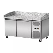 Pizzakühltisch 2-türig, rosa-graue Granitoberfläche 151x80x86cm