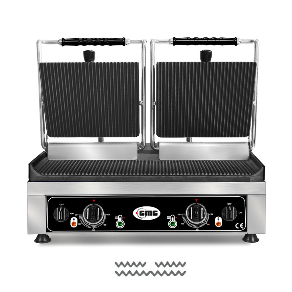 Doppelter Kontaktgrill Toaster mit gerillte Oberfläche