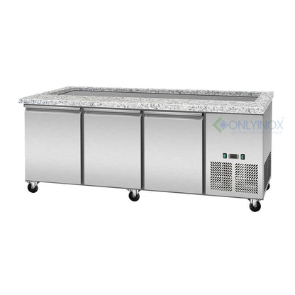 Salatvitrine / Salattheke rosa-grauer Granit, mit Verkleidung, LED-Beleuchtung 1880x820x850 mm